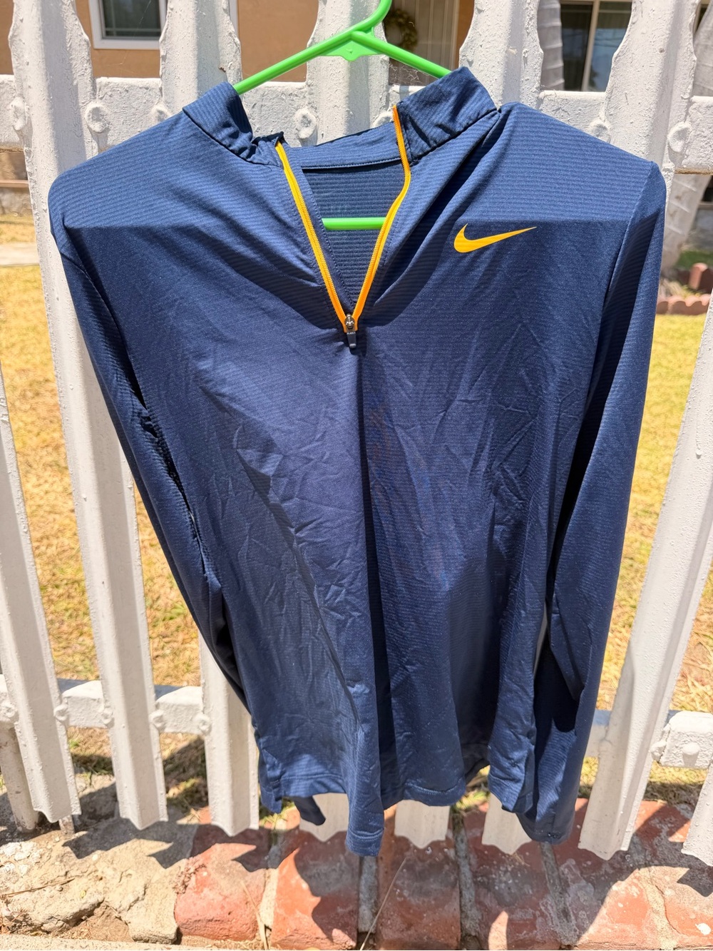 Nike Men’s Navy Performance Half-Zip Jacket with Yellow Accents